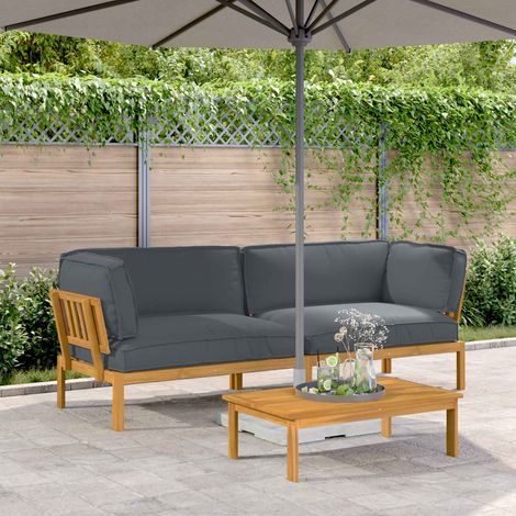 vidaXL Sofa Set mit Kissen Uni 2 pcs Anthrazit Massivholz Akazie (1/5)