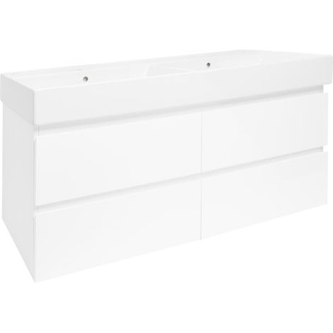 Ensemble meuble avec double vasque SAT - B-Way - 119x50x45 - Blanc