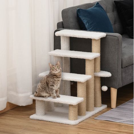 Scala per gatti e piccoli animali 60x40x64 cm con tiragraffi – MEUBLIV (1/5)