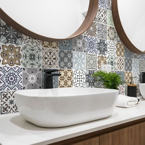 Stickers muraux - Sticker Mural Carrelage adhésif Cuisine Salle de Bain - 30 STICKERS CARRELAGES ERNINO - 30stickers10x10cm (1/5)