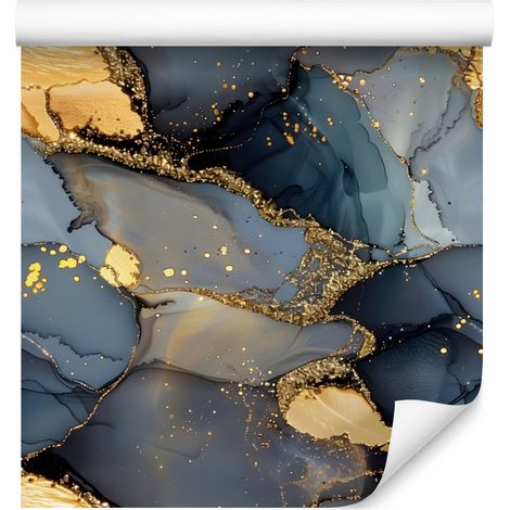 Papier peint bleu marine et marron pour salon et chambre 50x1000 cm (1/5)
