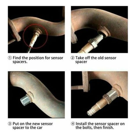NALOOKAMIC Lot de 2 capteurs d'O2, capteur d'oxygène pour voiture Cel Fix Check Engine Light Eliminator Adapter Oxygen M18X1.5 (1/3)