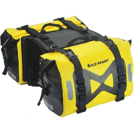 Wasserdichte Motorrad-Satteltaschen 50L Gelb mit Reflektoren (1/5)