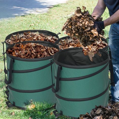 Set mit 4 x 86-Liter-Gartenmüllsäcken mit Griffen, Knopfverschluss und einfachem Öffnungssystem, faltbar und wiederverwendbar (1/5)