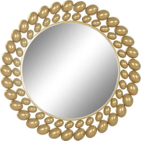 Miroir rond doré design en fer et verre style glamour chic - doré effet métal élégant (1/3)