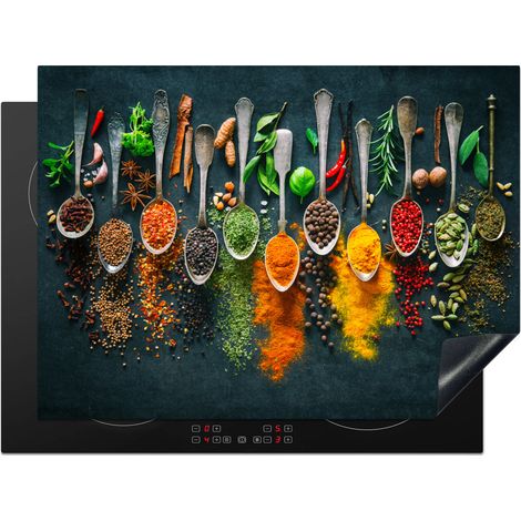PROTECTION PLAQUE INDUCTION Herbes - Épices - Cuillères Cuisine Accessoire 70x52 cm