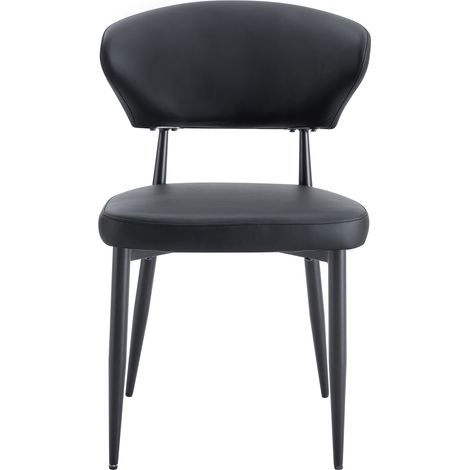 ELVMI Set di 2 Sedie da Pranzo, Schienale Curvo Ergonomico, PU e Metallo con Piedini Antiscivolo, Nero (1/5)