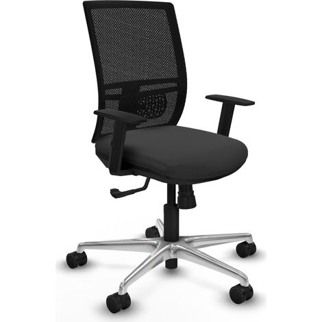 Chaise de bureau piqueras y crespo Yunquera noir maille et similicuir (1/2)