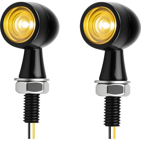 2PCS Motorbike Mini LED Bullet-Shaped Indicators, 12V E-mark Vintage Turn Signal Amber Light, Universal Waterproof M8 Motorcycle Daytime Brake Lights for Harley Dirt Bike Yamaha Honda Kawasaki