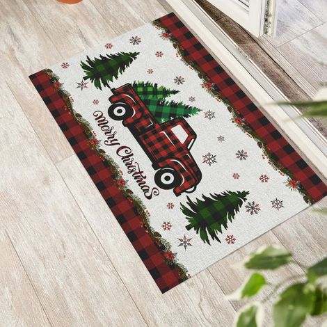 Paillasson Joyeux Noël, paillasson d'entrée intérieur et extérieur pour l'hiver, paillasson de bienvenue, paillasson de porche décoratif pour Noël, 2,40 x 60 cm (1/3)