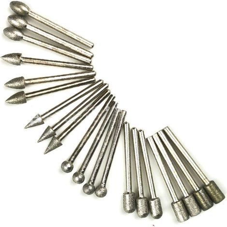 Set of 20 rotary milling cutters for engraving and sanding – 3 mm shank, 6 mm cutting diameter, emery (1/5)