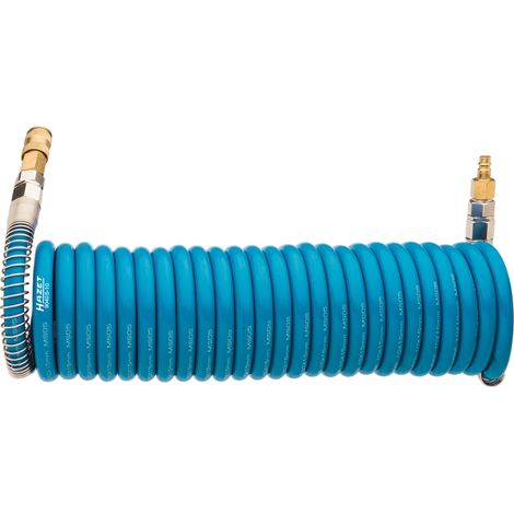 Manguera de aire comprimido en espiral hazet 9040s-10 azul, con juntas giratorias, 7,62 metros 9040s-10
