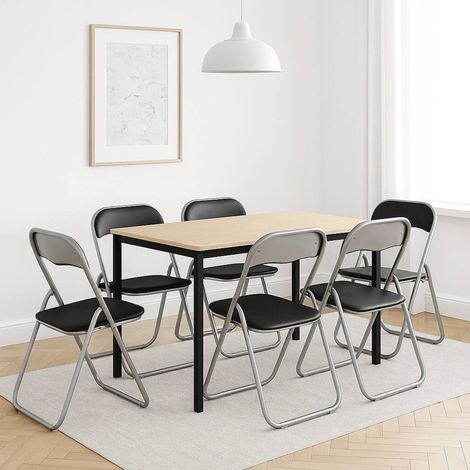 Dmora Set aus sechs Klappstühlen, Farbe schwarz, Maße 43 x 47 x 78 cm (1/5)