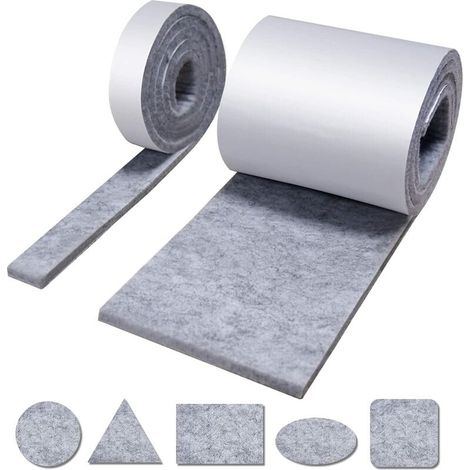 Möbelgleiter, Filzgleiter, 2 Rollen selbstklebender Filz (100 x 10 cm und 100 x 2 cm), Stuhlgleiter, Möbel- und Holzbodengleiter (1/5)