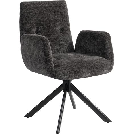Moderner Drehsessel, zeitgenössisches Design, Beistellstuhl, Tragkraft bis 120 kg, Farbe: Schwarz.