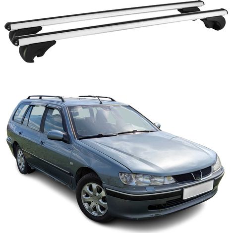 OMAC Aluminium Dachträger Querträger für Peugeot 406 Kombi 1995-2004 – TÜV / DIN 75302:2019 – Abschließbar – Max. 75 kg – 2 Stangen Silber (1/5)