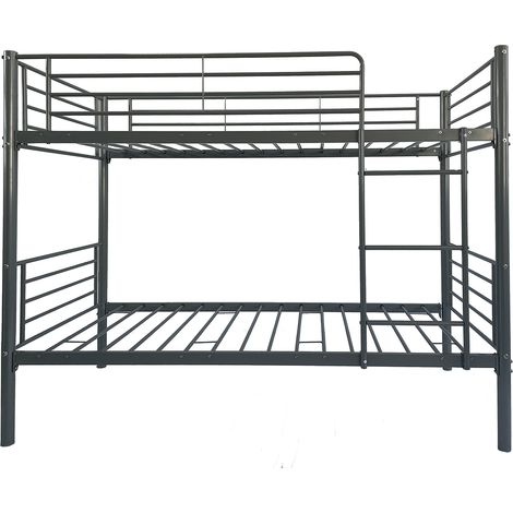 Lit superposé en métal coloris gris, couchage 90x190 cm - Longueur 200 x profondeur 97 x hauteur 161 cm (1/3)