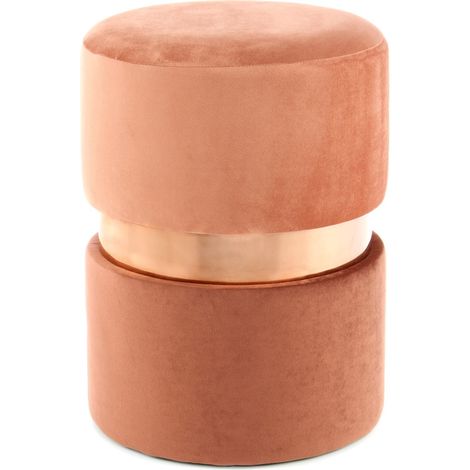 Pouf contenitore Gipsy in velluto terracotta e rosa (1/3)