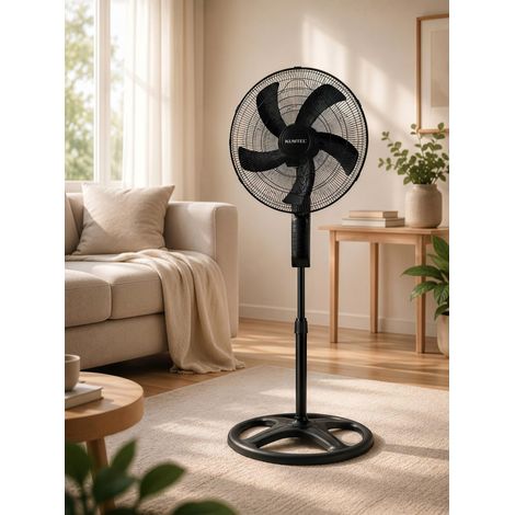 Ventilateur haute performance, noir, 60 W, 50 x 50 x 145 cm, oscillation à 90°, 3 vitesses, silencieux, réglable en hauteur (1/5)