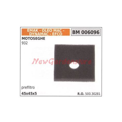 Prefiltro aria in spugna EMAK motosega 932 006096
