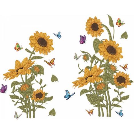pièce - Stickers muraux - Décoration murale - Sticker fenêtre - Décoration maison - Fleurs - tournesol - papillon - Cadeau - 3090cm - pvc - stickers fleurs de jardin - Coloré - pour autocollant de por (1/5)