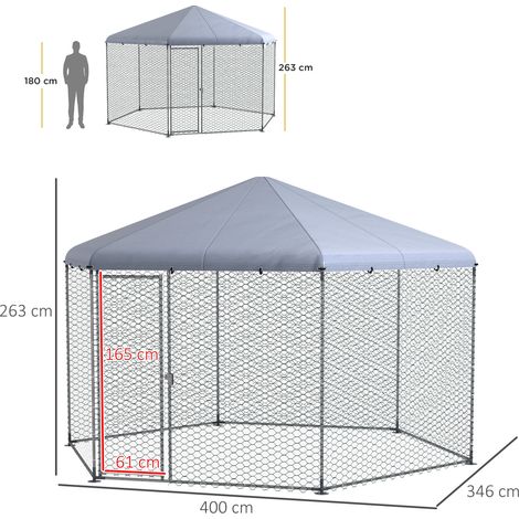 Poulailler avec toit et porte en acier verrouillable pour 10 Ă 15 poules. 4 x 3.5 x 2.6 m (1/5)