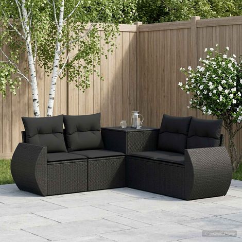 vidaXL Set di divani 5 pz Nero Rattan sintetico e Acciaio (1/5)