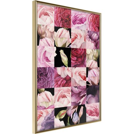 Affiche Murale Encadrée "Floral Jigsaw" 21 x 30 cm Or