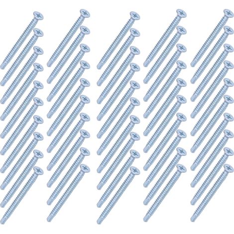 Vis à tôle autoperceuse cruciforme tête plate 4,2x50mm acier carbone zingué, lot de 50, quincaillerie fixation (1/5)