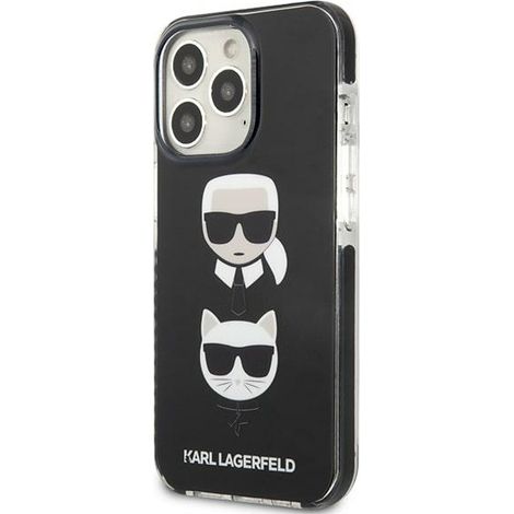 Funda rígida Karl Lagerfeld KLHCP13XTPE2TK para iPhone 13 Pro Max de 6,7 pulgadas, color negro/negro. Cabeza Karl&Choupette. (1/5)