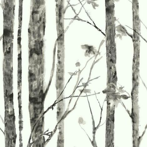 Papier Peint auto-adhésif - Arbres Noir et Blanc (1/5)
