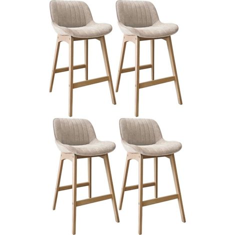 NORDEN Barhocker-Set Eiche & Cord-Samt H75cm