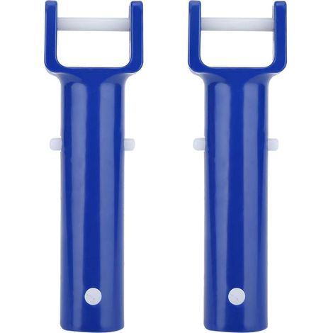 Clip de Piscine, Matériau ABS Bleu Piscine Pince en Forme de V Pince de Tête de Brosse Poignée de Rechange Accessoires de Piscine pour la Plupart des Têtes D'aspiration Standard 2 Pièces- (1/5)