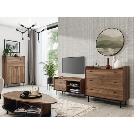 Vintage Wohnzimmer Möbel Set in Eiche Nb. VAREDO-132 Highboard, Lowboard, Kommode und Couchtisch (1/5)