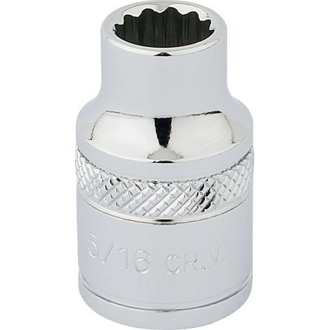 Draper 5/16" 12-Point Hi-Torq Socket, 3/8" Square Drive, Imperial, Polished Chrome, Model 49016