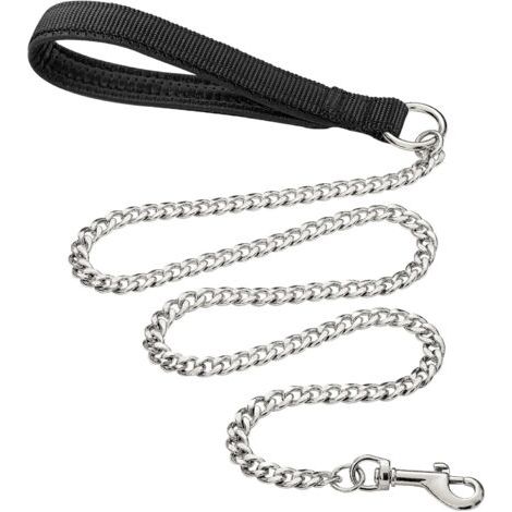 Laisse pour Chien en Métal Robuste, 180cm Chaîne de Laisse pour Animal de Compagnie à L'épreuve de La Mastication avec Poignée Rembourrée Douce pour Chiens de Grande et Moyenne Taille (180cm3mm) (1/5)