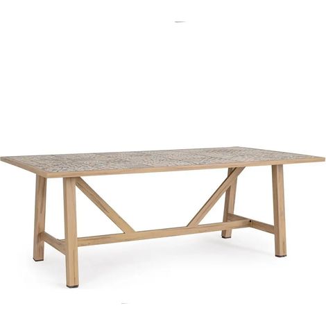Garten Tisch Kalimera Desert 206x106x75 cm aus pulverbeschichtetem Aluminium mit Holzoptik