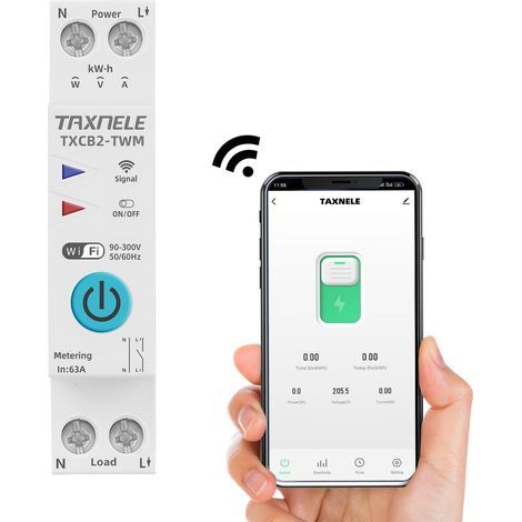 TUYA WIFI Disjoncteur intelligent Mesure de puissance Compteur d'énergie KWh 1P 230V Voltmètre Ampèremètre Rail DIN Smart Life Télécommande sans fil Commutateur Minuterie Commande vocale, 25A (1/5)