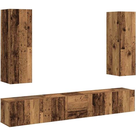 Meubles TV muraux 5 pcs vieux bois bois d'ingénierie (1/5)
