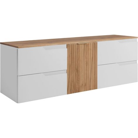 Waschtischunterschrank - 160 cm - Weiße Eiche - Modernes Design - Elegante Funktionalität
