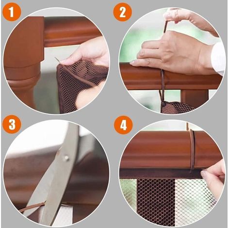 300x79cm Filet de sécurité enfant pour escaliers - Café,Filet de protection de balcon,Filet anti-chute de chat (1/3)