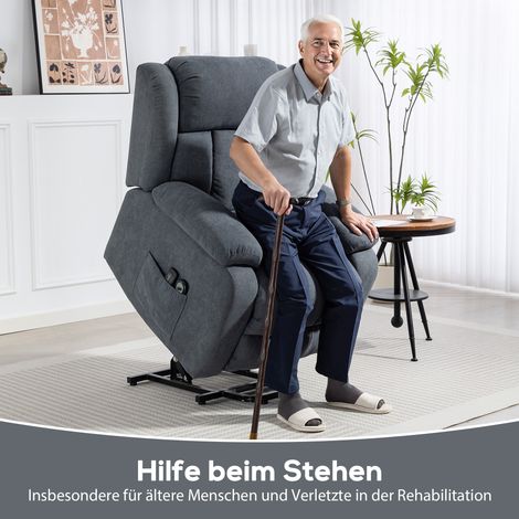 Elektrischer Relaxsessel mit Aufsteh-, Liege- und Massagefunktion, 93 x 91 x 103 cm, dunkelgrau (1/5)