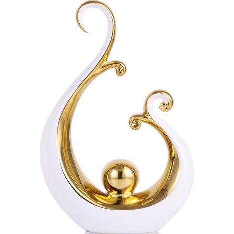 Statue en Céramique Moderne Or Blanc, Décoration d'Intérieur, Pièce Maîtresse pour Chambre, Meuble TV, Table Basse, Étagère, Décoration Esthétique (1/5)