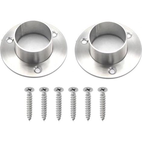 Lot de 2 supports de tringle de placard en acier inoxydable, supports de tringle de placard avec vis, diamètre 38 mm (1/4)