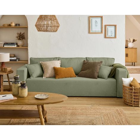Topaze - 3-sizter sofa - schlaffunktion und bettkasten - aus stoff - grün
