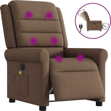 Fauteuil inclinable de massage électrique en tissu marron (1/5)