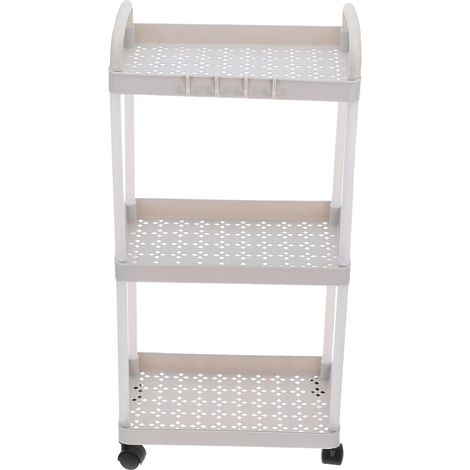 Chariot et Polyvalent Blanc à roulettes en Plastique 3 Niveaux Design Mince avec Grand Espace de Rangement Cuisine ou Dortoir (1/5)