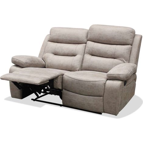 Sofá dos plazas relax con palanca Genova XL tapizado textil cemento, 155cm(Ancho) 90cm(Fondo) 101cm(Alto) (1/2)
