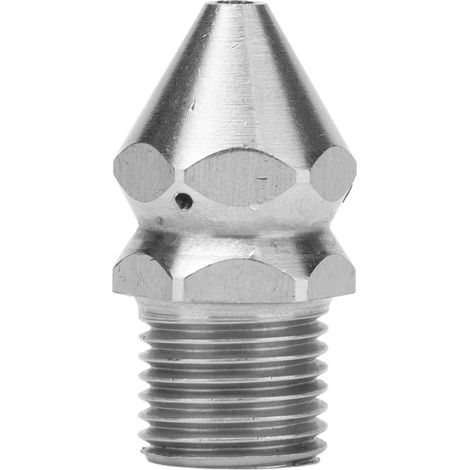 Buse de nettoyage tuyau G1/4 mâle acier inoxydable, jet d'eau drain 4 trous, nettoyeur canalisation hautes pression. (1/5)