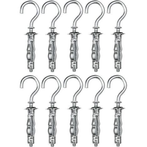 Pack of 10 - Expansion anchor Ø8x32 mm with hook pin M4 screw - for plasterboard hollow body drywall - steel - zinc-plated finish Cr3+